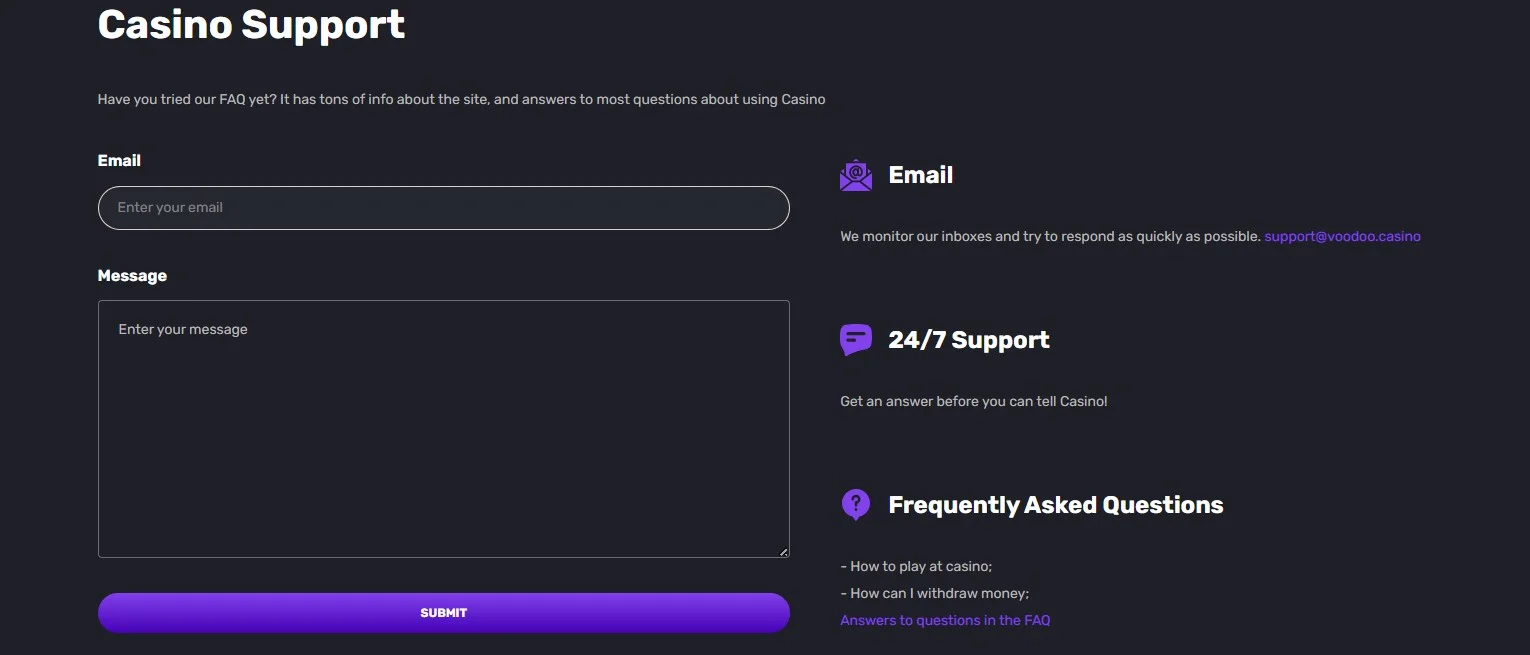 Voodoo Casino Support